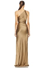 The Sei Asymmetrical Gathered Wrap Gown in Shitake, view 4, click to view large image.