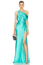 The Sei for FWRD Asymmetrical Wrap Gown in Turquoise, view 1, click to view large image.