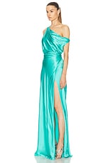 The Sei for FWRD Asymmetrical Wrap Gown in Turquoise, view 3, click to view large image.