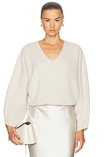 The Sei Oversized V Neck Sweater in Oyster, view 1, click to view large image.