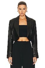 The Sei Leather Crop Blazer in Black, view 1, click to view large image.