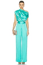 The Sei Wide Leg Trouser in Turquoise, view 4, click to view large image.
