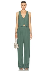 The Sei Double Pleat Trouser in Thyme, view 4, click to view large image.