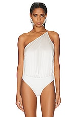 The Sei One Shoulder Bodysuit in Frost, view 2, click to view large image.