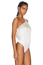 The Sei One Shoulder Bodysuit in Frost, view 3, click to view large image.