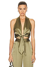The Sei Sleeveless Tie Front Blouse in Sage, view 1, click to view large image.