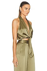 The Sei Sleeveless Tie Front Blouse in Sage, view 2, click to view large image.
