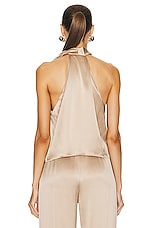 The Sei High Neck Drape Top in Champagne, view 4, click to view large image.