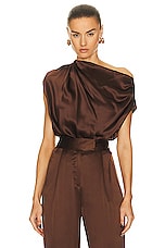 The Sei Drape Top in Chocolate, view 1, click to view large image.