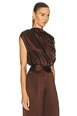 The Sei Drape Top in Chocolate, view 2, click to view large image.