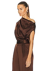 The Sei Drape Top in Chocolate, view 3, click to view large image.
