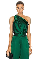 The Sei One Shoulder Drape Top in Pine, view 1, click to view large image.