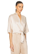 The Sei Dolman Tie Front Blouse in Oat, view 2, click to view large image.