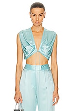 The Sei Draped Crop Top in Baby Blue, view 1, click to view large image.