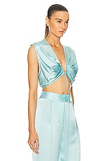 The Sei Draped Crop Top in Baby Blue, view 2, click to view large image.