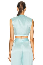 The Sei Draped Crop Top in Baby Blue, view 3, click to view large image.