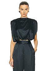 The Sei Gathered Shoulder Top in Ink, view 1, click to view large image.