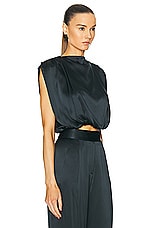 The Sei Gathered Shoulder Top in Ink, view 2, click to view large image.