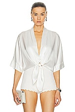 The Sei Dolman Tie Front Blouse in Ivory, view 1, click to view large image.