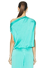 The Sei Drape Top in Turquoise, view 4, click to view large image.