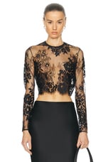 The Sei Long Sleeve Lace Tee in Black, view 1, click to view large image.