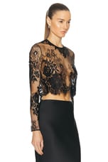 The Sei Long Sleeve Lace Tee in Black, view 2, click to view large image.