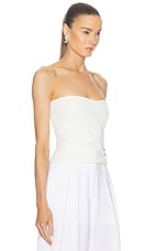 The Sei Strapless Pleat Top in Ivory, view 2, click to view large image.