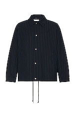 TS(S) Block Stripe High Density Cloth Coach Jacket in Black & Navy, view 1, click to view large image.