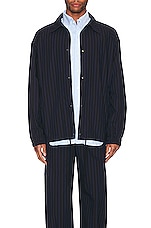 TS(S) Block Stripe High Density Cloth Coach Jacket in Black & Navy, view 4, click to view large image.