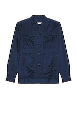 TS(S) Garment Dye Viscose*linen*cotton Satin Cloth C.p.o. Shirt Jacket in NAVY, view 1, click to view large image.