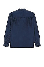 TS(S) Garment Dye Viscose*linen*cotton Satin Cloth C.p.o. Shirt Jacket in NAVY, view 2, click to view large image.
