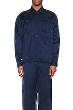 TS(S) Garment Dye Viscose*linen*cotton Satin Cloth C.p.o. Shirt Jacket in NAVY, view 3, click to view large image.