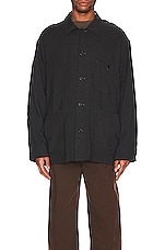 TS(S) Rayon*linen Soft Canvas Cloth Cover All Jacket in CHARCOAL, view 3, click to view large image.