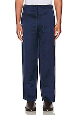 TS(S) Garment Dye Viscose*linen*cotton Satin Cloth Drawstring Pants in NAVY, view 3, click to view large image.