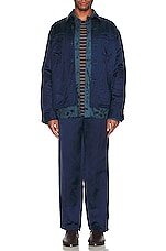 TS(S) Garment Dye Viscose*linen*cotton Satin Cloth Drawstring Pants in NAVY, view 5, click to view large image.