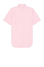 TS(S) Pastel Color Cotton Oxford Cloth B.d. Short Sleeve Shirt in PINK, view 1, click to view large image.