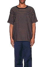 TS(S) Combination Horizontal Stripe Viscose*polyester Cloth Pocket T-shirt in NAVY, view 3, click to view large image.