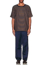 TS(S) Combination Horizontal Stripe Viscose*polyester Cloth Pocket T-shirt in NAVY, view 4, click to view large image.