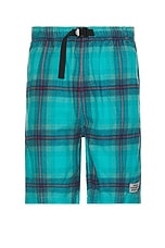 thisisneverthat Belted Check Short in Green, view 1, click to view large image.