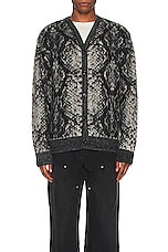 thisisneverthat Phyton Jacquard Knit Cardigan in Black, view 3, click to view large image.