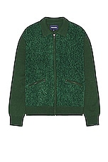 thisisneverthat Velvet Knit Zip Polo in Green, view 1, click to view large image.