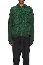 thisisneverthat Velvet Knit Zip Polo in Green, view 3, click to view large image.