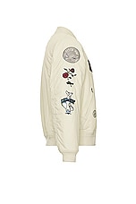 thisisneverthat x Felix The Cat Bomber Jacket in Light Beige, view 3, click to view large image.
