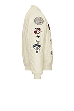 thisisneverthat x Felix The Cat Bomber Jacket in Light Beige, view 3, click to view large image.