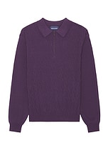 thisisneverthat Cable Knit Zip Polo in Violet, view 1, click to view large image.