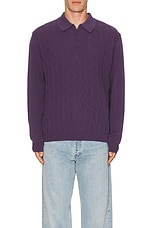 thisisneverthat Cable Knit Zip Polo in Violet, view 4, click to view large image.