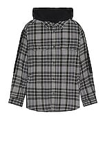 thisisneverthat Fcp Plaid Check Hood Shirt in Black, view 2, click to view large image.