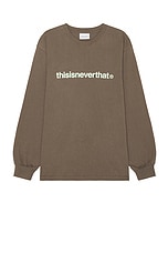 thisisneverthat T-logo Long Sleeve Tee in Dark Mocha, view 1, click to view large image.