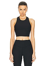 THE UPSIDE Ribbed Samara Crop Top in Black, view 1, click to view large image.
