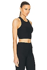 THE UPSIDE Ribbed Samara Crop Top in Black, view 2, click to view large image.